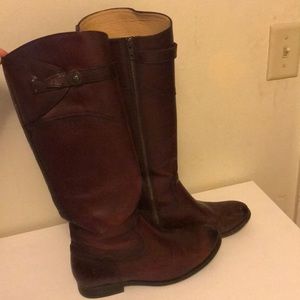 FRYE Molly Button Tall Riding Boot in Redwood